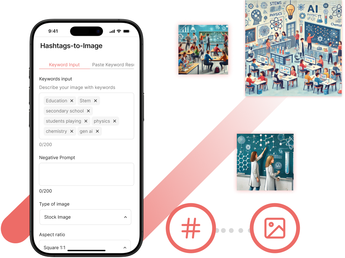 AI Image Generator: Create images from hashtag and text.
